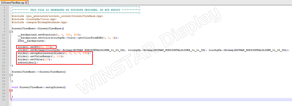 Figure 24: Function in Screen1ViewBase.cpp